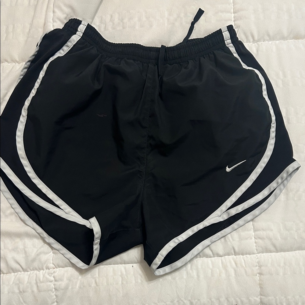 Nike Women's Black and White Athletic Shorts